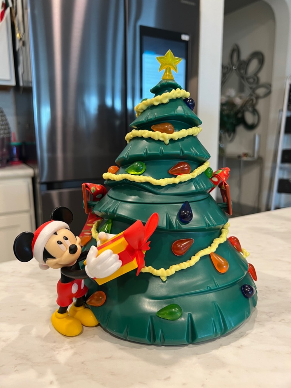 Mickey Mouse popcorn bucket Christmas Tree Figurine - Green, Red, Yellow